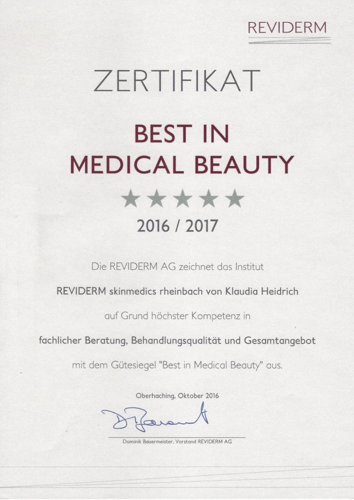 Auszeichnung Klaudia Heidrich mit Best in MedicalBeauty