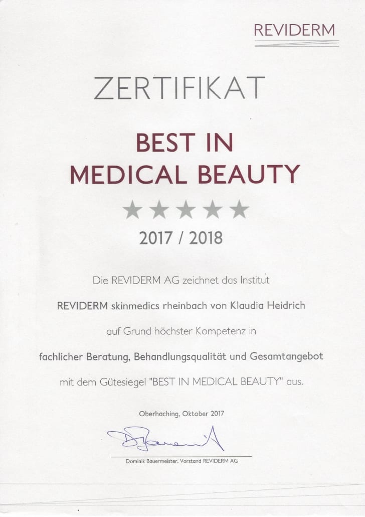 Auszeichnung Klaudia Heidrich mit Best in MedicalBeauty